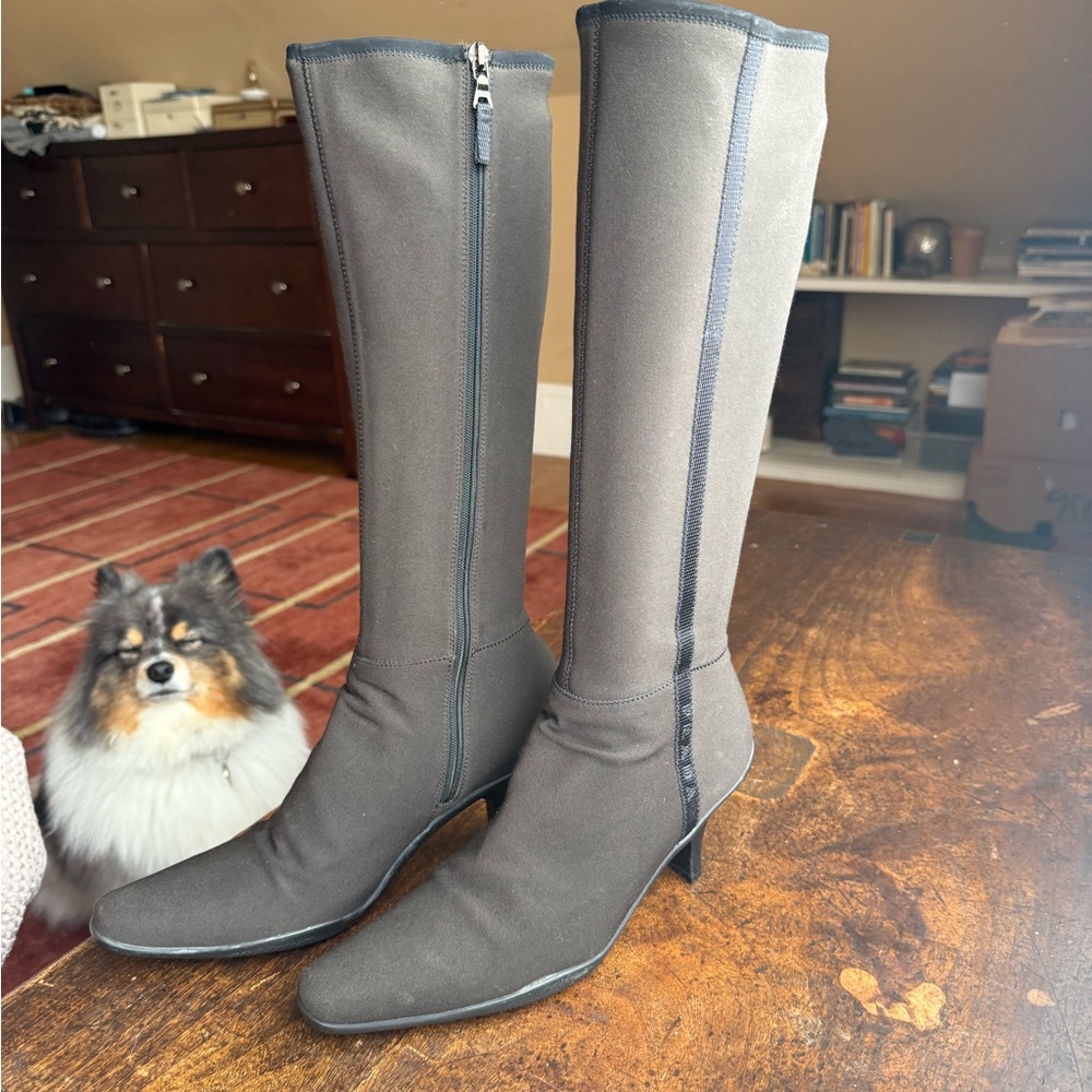Prada Chocolate Brown Stretch Knee-High Boots - Picture 4 of 5